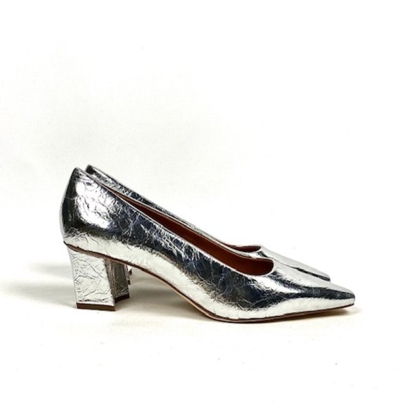 New Sarto by Franco Sarto Regal Silver Leather Pump 8.5 - Picture 3 of 13